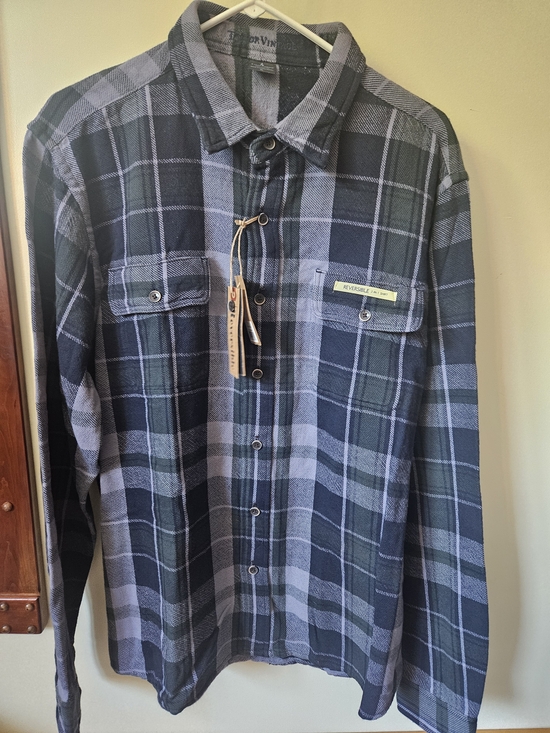 Tailor Vintage Other - Men's Tailor Vintage Reversible Navy & Gray Plaid Button-Up Shirt